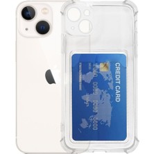 Enfein Apple iPhone 14 Ile Uyumlu Kartlıklı Kartvizit Bölmeli Card Case Antişok Kılıf Şeffaf