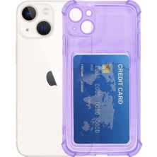 Enfein Apple iPhone 14 Max Ile Uyumlu Kartlıklı Kartvizit Bölmeli Card Case Antişok Kılıf Lila