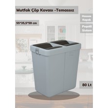 Jet’s Home Mutfak Çöp Kovası 80 Lt Temassız Hijyenik Çöp Kovası Gri