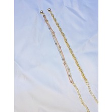 Bers Aksesuar Kadın Altın Kaplama Ikili Zincir Kombin Bileklik Seti