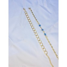 Bers Aksesuar Kadın Altın Kaplama Ikili Zincir Kombin Bileklik Seti