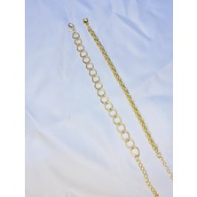 Bers Aksesuar Kadın Altın Kaplama Ikili Zincir Kombin Bileklik Seti