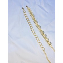 Bers Aksesuar Kadın Altın Kaplama Ikili Zincir Kombin Bileklik Seti