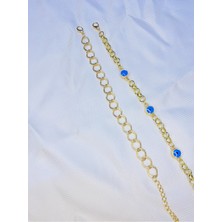 Bers Aksesuar Kadın Altın Kaplama Ikili Zincir Kombin Bileklik Seti