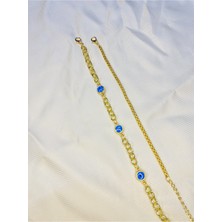 Bers Aksesuar Kadın Altın Kaplama Ikili Zincir Kombin Bileklik Seti