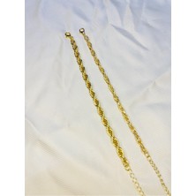 Bers Aksesuar Kadın Altın Kaplama Ikili Zincir Kombin Bileklik Seti