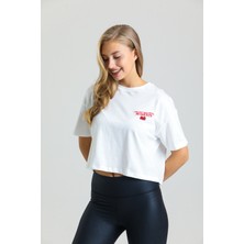 AS Anita Store Önü Nakışlı Sırtı Baskılı Oversize Crop T-Shirt