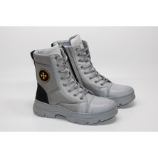 Casso Hakiki Deri Kaymaz Kauçuk Taban Bağcıklı Fermuarlı Kadın Karbotu