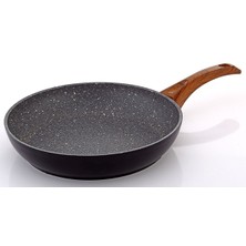 Bonera 24 Cm Ahşap Desenli Bakalit Kulplu Vogue Granit Tava Grnt 1034