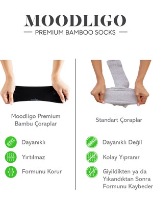 Moodligo Kadın 6'lı Premium Bambu Sneaker Çorap - Beyaz - Kutulu