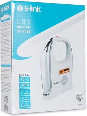 S-Link Sl-8686 40+32 Led 4000Mah Lithium Pil Radyo+Bt+Usb+Sd Işıldak