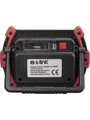 S-Link SL-F882 10W Cob Ledli 4000MAH USB Şarjlı ve Power Bank Özellikli El Feneri