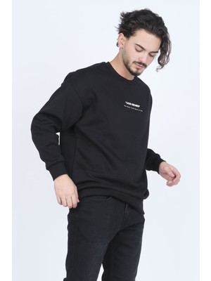 Jsco Erkek Yazı Detaylı Bisiklet Yaka Sweatshirt 6609902 Siyah