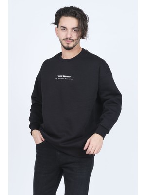 Jsco Erkek Yazı Detaylı Bisiklet Yaka Sweatshirt 6609902 Siyah