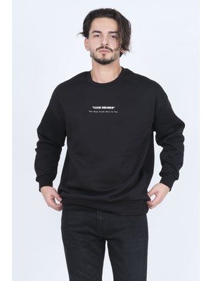 Jsco Erkek Yazı Detaylı Bisiklet Yaka Sweatshirt 6609902 Siyah