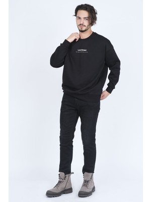 Jsco Erkek Yazı Detaylı Bisiklet Yaka Sweatshirt 6609902 Siyah