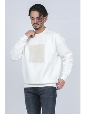 Jsco Erkek Desenli Bisiklet Yaka Sweatshirt 6609900 Ekru