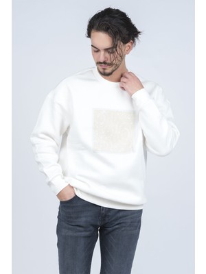 Jsco Erkek Desenli Bisiklet Yaka Sweatshirt 6609900 Ekru