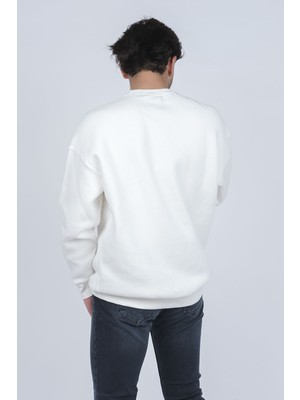 Jsco Erkek Desenli Bisiklet Yaka Sweatshirt 6609900 Ekru