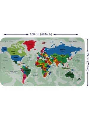 Doğal Tercih Türkçe Eğitici Ülke ve Başkent Okyanus Detaylı Atlası  Dekoratif Dünya Haritası Duvar Sticker 