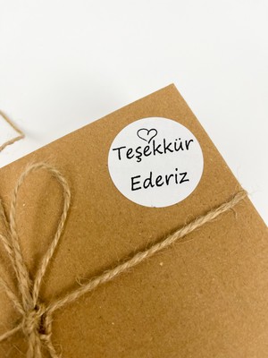 Butik Sosyetik Teşekkür  Ederiz Kalpli 40 mm Yapışkanlı Sticker Etiket 120 Adet