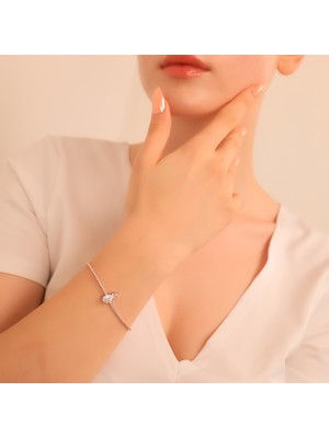 Ravza Gümüş 925 Ayar Gümüş Ananas Motifli Su Yolu Bileklik