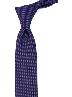Kravatkolik Lacivert - Mürdüm Nokta Desen Slim Kravat SK7672