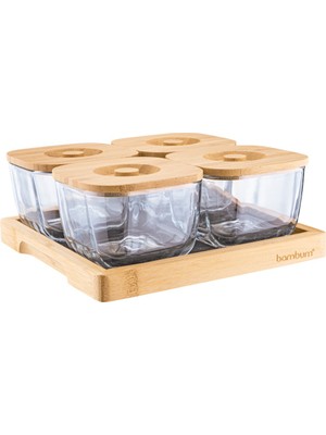 Bambum Krosna - 9 Parça Kapaklı Cam Kahvaltı Seti