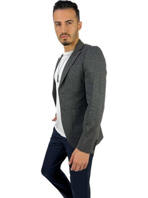 Agustini Gri Blazer Mono Yaka Slim Fit Torba Cep Tek Ceket | Agustini