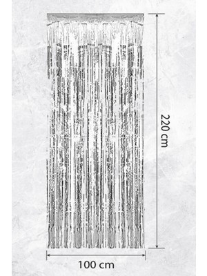 Pekshop Metalize Fon Perde Kapı Perdesi Gümüş Arka Fon Süs