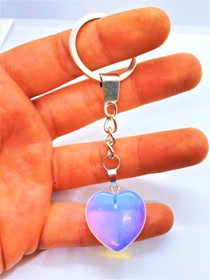 Naturalim Opalit  Taşı  Doğal Taş Kalp Anahtarlık