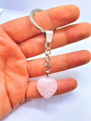 Naturalim Pembe Kuvars  Taşı  Doğal Taş Kalp Anahtarlık