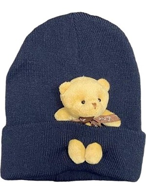 Tria Peluş Ayıcıklı Penye Renkli Unisex Bere