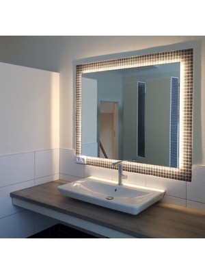 Toprak Dekor 80*60 Kenar Bizote Günışığı Ledli Banyo Aynası Ledli Ayna