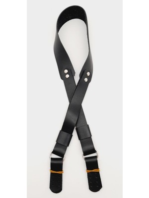 Angel Çanta Aksesuar Tek Kat Suni Deri Siyah Köprülü Çanta Sapı Gümüş Metalli