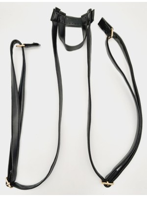 Angel Çanta Aksesuar Suni Deri Siyah Renk Sırt Çantası Sapı Light Gold Metalli