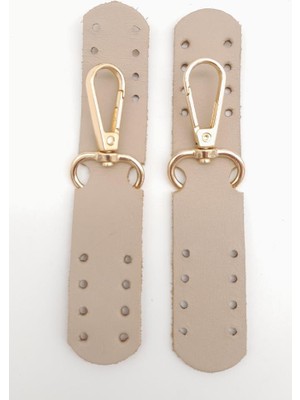 Angel Çanta Aksesuar Gerçek Deri Kanatlı Kancalı Böce Bej Light Gold Metalli