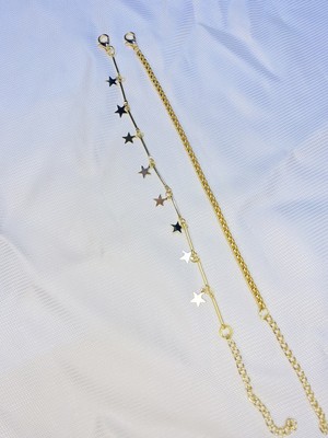 Bers Aksesuar Kadın Altın Kaplama Ikili Zincir Kombin Bileklik Seti