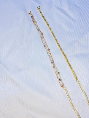 Bers Aksesuar Kadın Altın Kaplama Ikili Zincir Kombin Bileklik Seti