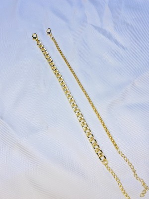 Bers Aksesuar Kadın Altın Kaplama Ikili Zincir Kombin Bileklik Seti