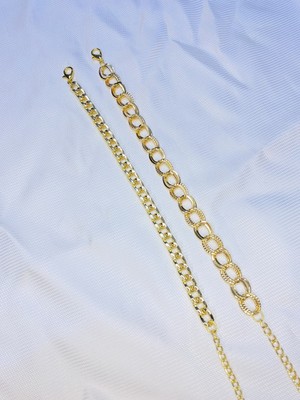 Bers Aksesuar Kadın Altın Kaplama Ikili Zincir Kombin Bileklik Seti