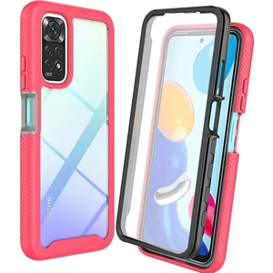 Eabhulie Xiaomi Redmi Note 11 Pro Için Bumper Yerleşik Ekran 360 Tam Koruma Kılıf Kapaklı - Pembe