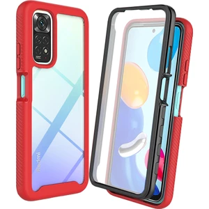 Eabhulie Xiaomi Redmi Note 11 Pro Için Bumper Yerleşik Ekran 360 Tam Koruma Kılıf Kapaklı - Kırmızı