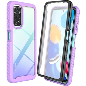 Xiaomi Redmi Note 11 / Note 11S Için Bumper Yerleşik Ekran 360 Tam Koruma Kılıf Kapaklı - Mor