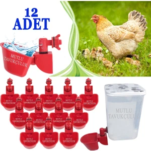 Mutlu Tavukçuluk 12 Adet Otomatik Civciv Suluğu Plastik Depo Suluk Güvercin Bıldırcın Kaz Keklik Civciv Sülün Suluğu
