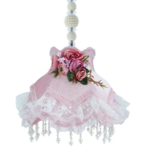 Dekovien Vintage Avize Pudra Kadife Kaplama İnci Askı