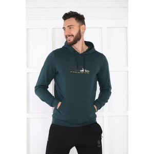 Escetic Spor Erkek Yeşil Cepli, Kapüşonlu Sweatshirt - 0950