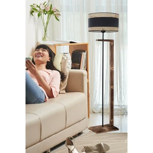 Menekşe Yanık Lambader Silindir 03 Rattan Abajurlu