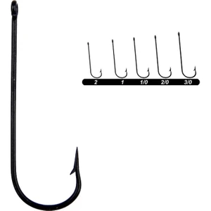 1372 Uzun Pala Delikli Lüfer Iğnesi 100'LÜ Kutu Siyah 1/0