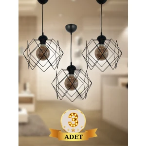 Aydın Homelight 3 Adet Prizma Siyah Promosyon Tekli Sarkıt Avize